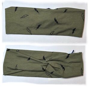 Lightning bolt headband twist up cycle tee hand made green